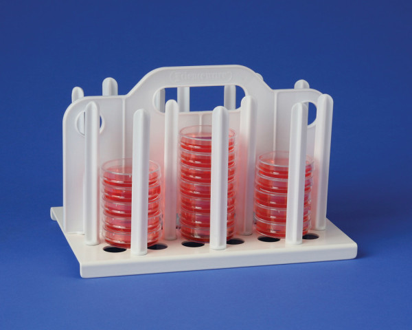 SP Bel-Art ProCulture 60mm Petri Dish Rack; 10½ x 6¾ x 6¾ in., 54 Places, Plastic