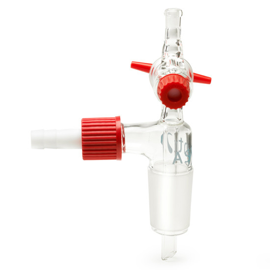 Asynt B24 Glass Luer Adapter: with screw threaded side-arm and top isolation valve.
