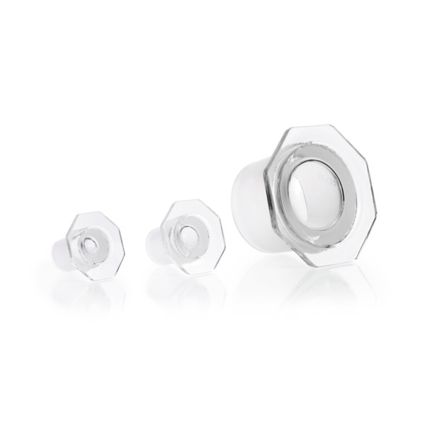 DWK DURAN® glass flat-head stoppers, semi-hollow, octagonal, NS 60/46