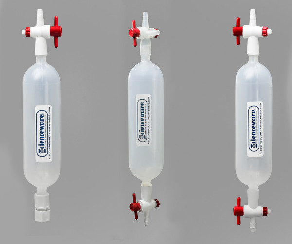 SP Bel-Art Polypropylene Gas Sampling Bulb withStopcock End and 3-Way Stopcock End, 250cc