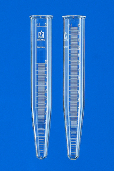 BRAND Centrifuge tube, Boro 3.3, approx. 15 ml conical, beaded rim, grad.white, 0-15 ml