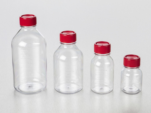 Corning® Costar® 250 mL Traditional Style Polystyrene Storage Bottles with 45 mm Caps