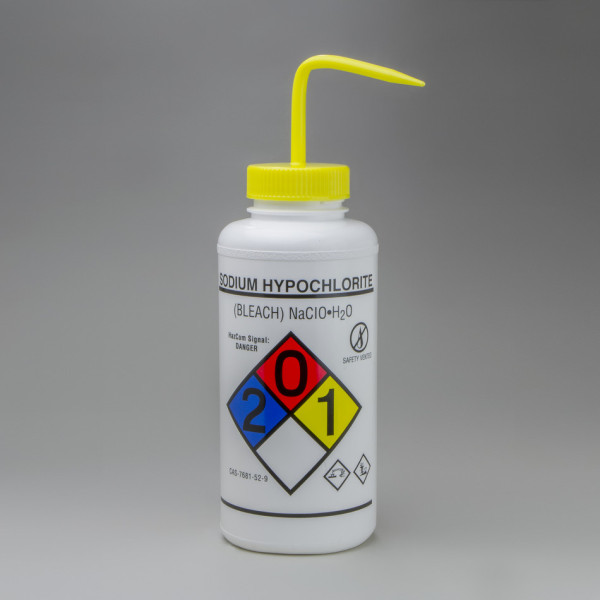 SP Bel-Art GHS Labeled Safety-Vented SodiumHypochlorite (Bleach) Wash Bottles; 1000ml(32oz), Polyeth