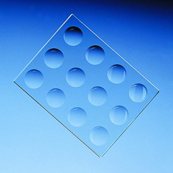BRAND Spotting tile, soda-lime glass, 130 x 100 x 6 mm, 12 cavities diameter 20 - 22 mm