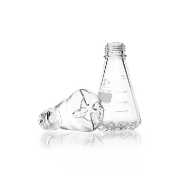 DWK DURAN® baffled flask, GL45, with 4 bottom baffles, 1000 ml